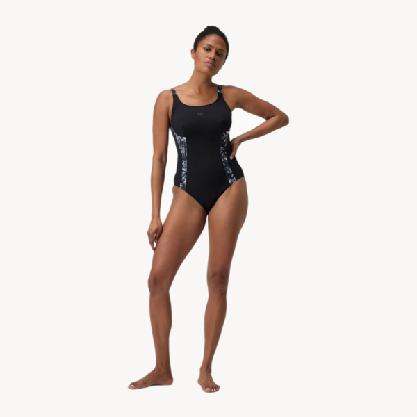 Купальник Speedo Shaping Printed Splice (Женский; 34 (46); Черный)